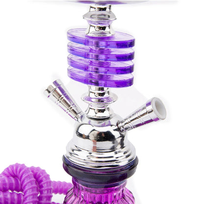 Arabian 4 layers Hookah Set Glass Shisha Double Hose Pipe Ceramic Bowl Portable Purple Accessories Birthday Gift 2 Hoses Pipe