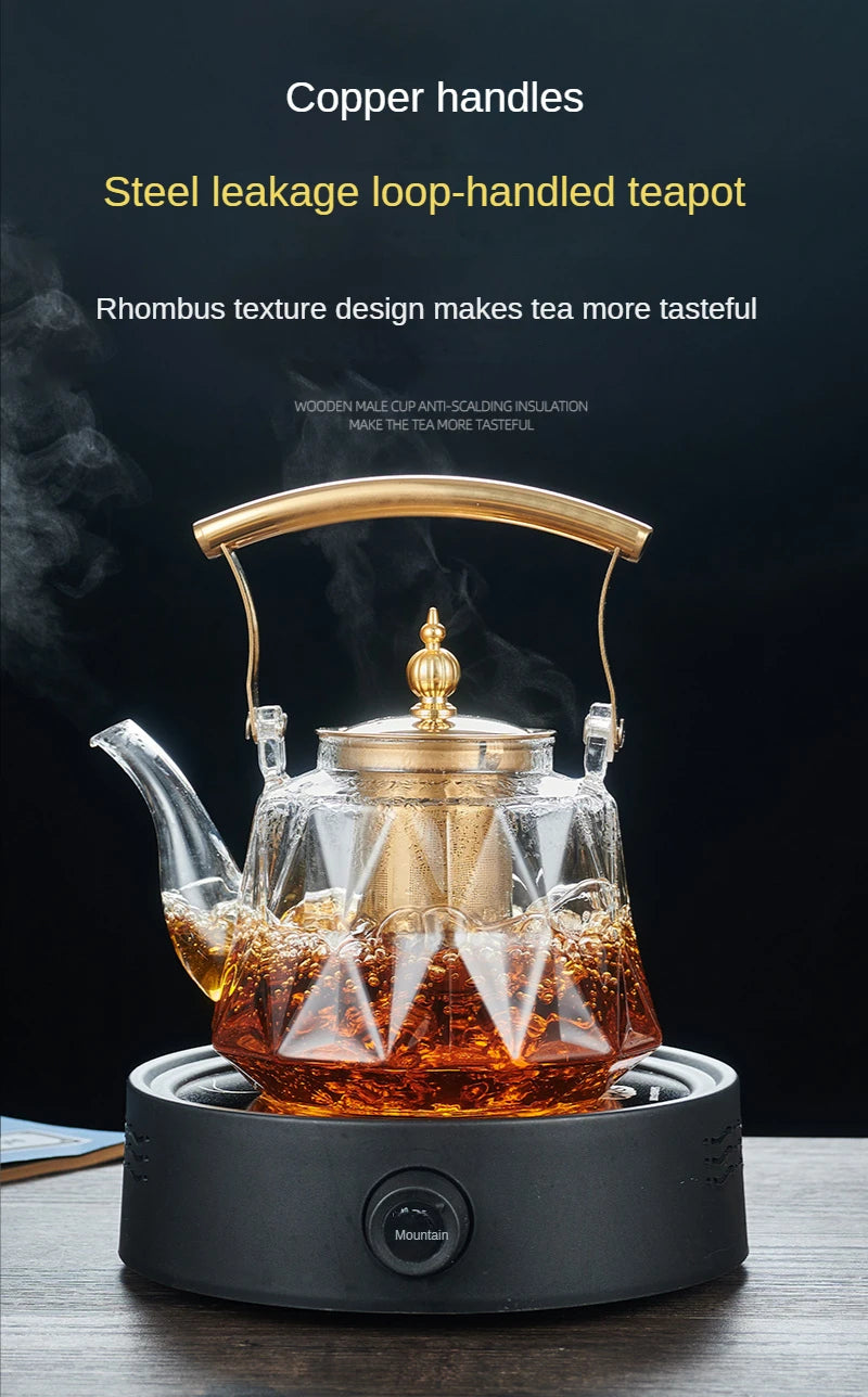 Glass Beam Pot Flower Tea Pot Health Pot Heat Resistant Glass Teapot With Strainer Infuser Teapot to Boil Water Kettle Gaiwan