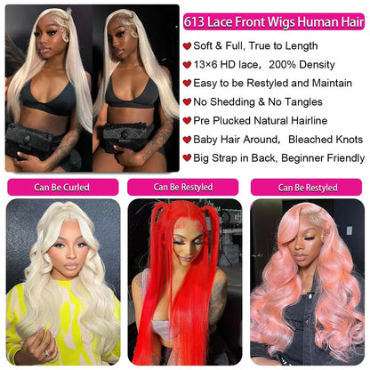 613 Honey Blonde Straight 250% 30 40 Inch Human Hair Wigs 13x6 Hd Lace Frontal Wig Brazilian Raw Hair 13x4 Hd Lace Front Wigs