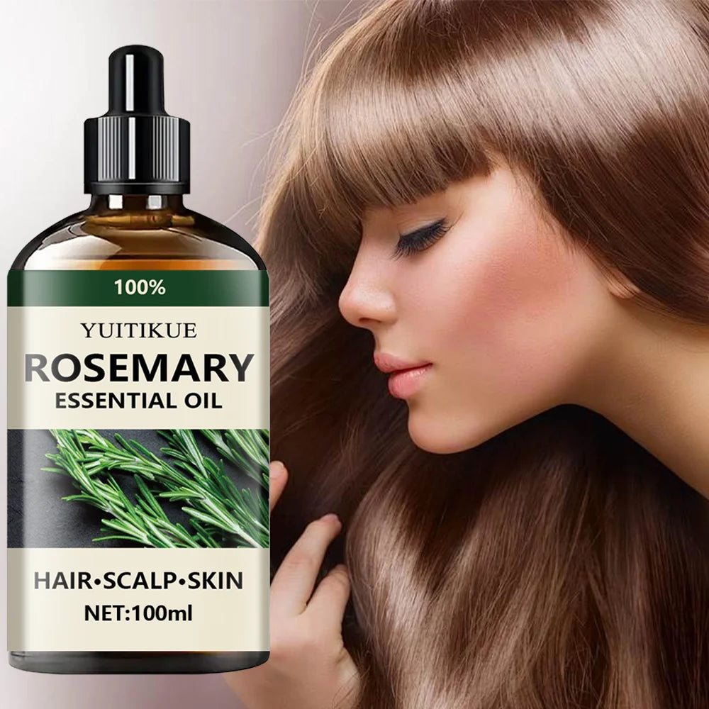 YUITIKUE 100% Pure Rosemary Essential Oil 10ml - For Hair Growth, Scalp Care, Skin & DIY, Natural & Undiluted