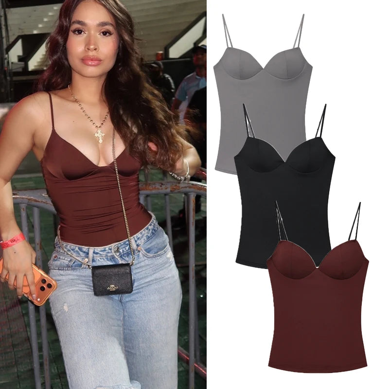 Women's Tops Bustier Corset Crop Slip Top Women Bodycon Backless Sexy Tops 2026New Brown Black Gray Camisole Vest Female Fashion