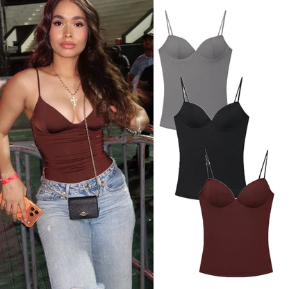 Women's Tops Bustier Corset Crop Slip Top Women Bodycon Backless Sexy Tops 2026New Brown Black Gray Camisole Vest Female Fashion