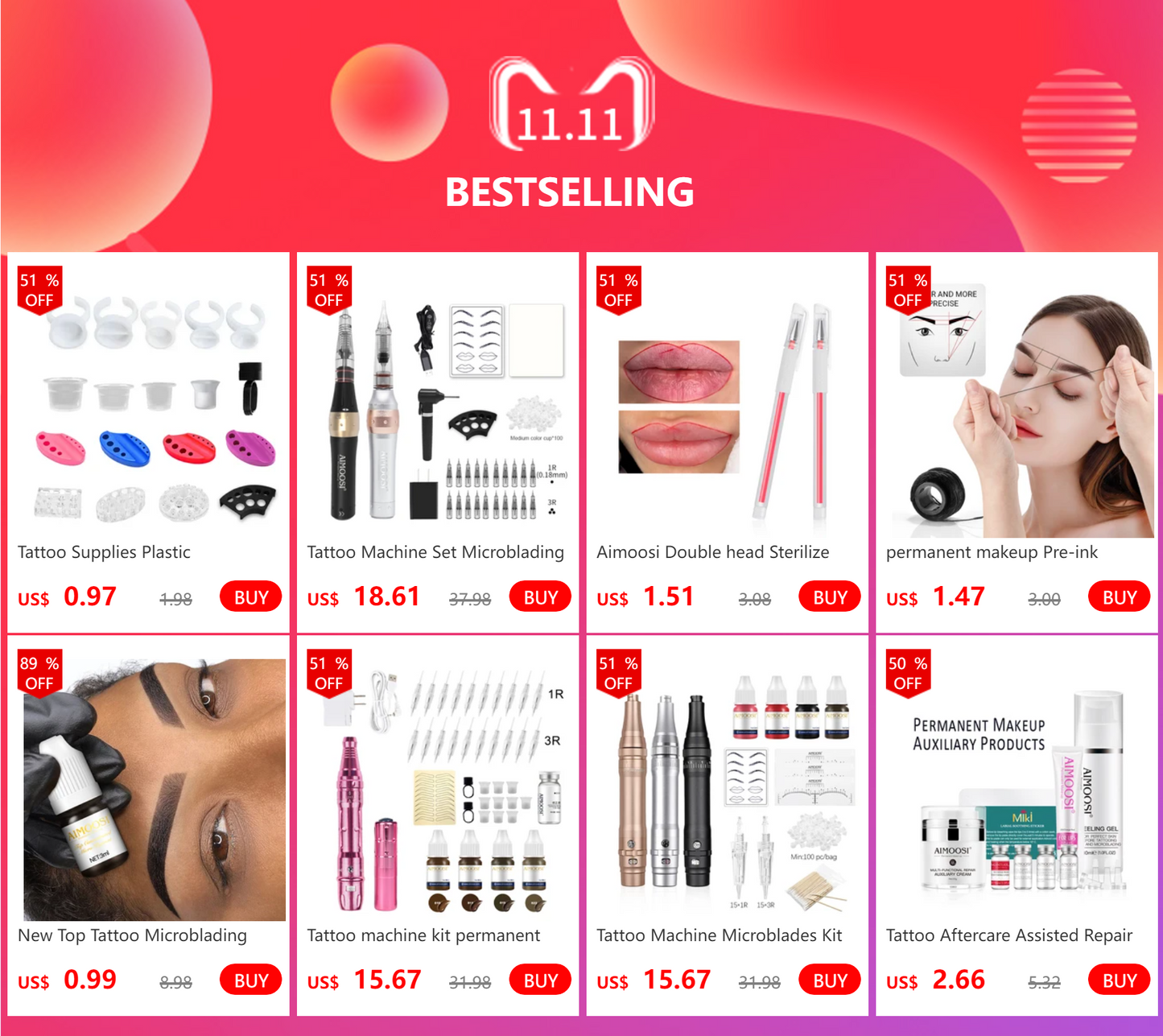 AIMOOSI M7 Tattoo Machine Set Microblading Eyebrow PMU Gun Pen Needle Permanent Makeup Machine Professional Supplies Beginner