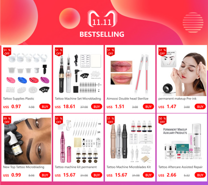 AIMOOSI M7 Tattoo Machine Set Microblading Eyebrow PMU Gun Pen Needle Permanent Makeup Machine Professional Supplies Beginner