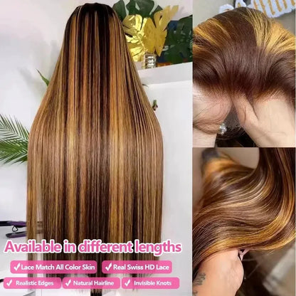 13x4 13x6 HD Lace Front P427 Highlight Bone Straight Human Hair Wigs 200 Density Brazilian  Honey Blonde Colored Human Hair Wigs