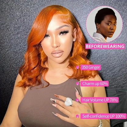 350 Ginger Orange Human Hair Wig Body Wave Pre Plucked With Baby Hair Lace Front Wigs 13x4 Ear To Ear Lace Body Wave Lace Wigs 1