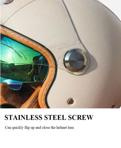 Handmade leather dot certified helmet helmet motorcycle for men for fall and winter seasons capacete de moto masculino
