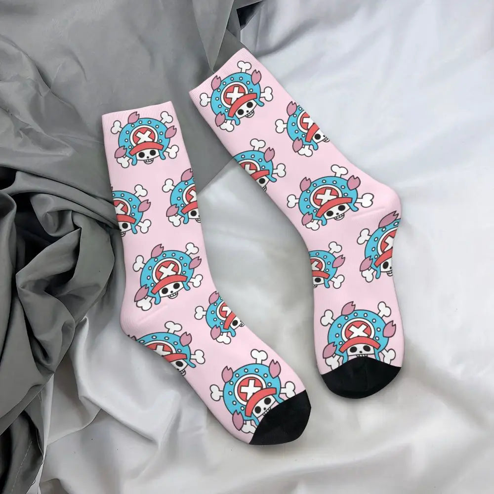 Fashion Men's Socks Harajuku Tony Tony Choppers Sock Luffys Zoros Trafalgar Law Anime Women's Socks Spring Summer Autumn Winter