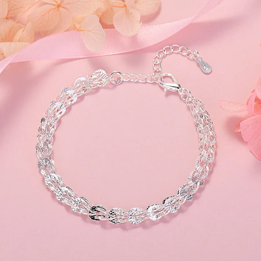 925 Sterling Silver Charms Earrings Necklace Bracelet Love Jewelry Cute for Women Chain Set Wedding Gift