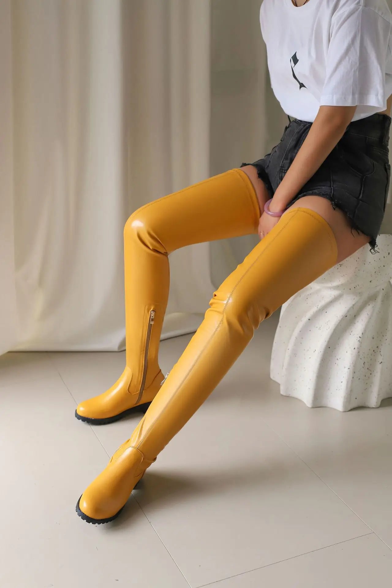 Winter New Plus Size 48 Women's Over The Knee Boots Thick Heel Long Tube Boots Platform Shoes