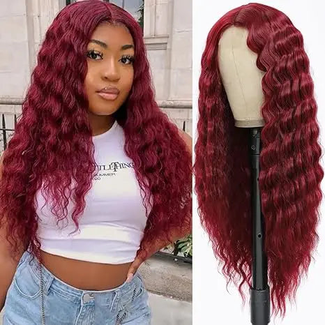 Lace Front Curly Wig Long Loose Deep Wave Synthetic Honey Blonde for Women Hair Replacement Natural Crimps Heat Resistant