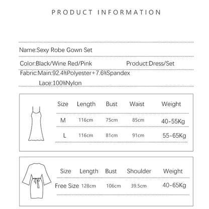 REBEYULI Brand Sexy Sleepwear Women 2026 Autumn Lace Sweet Solid Night Dress Long Soft Comfortable Velvet Robe Gown Sets Women