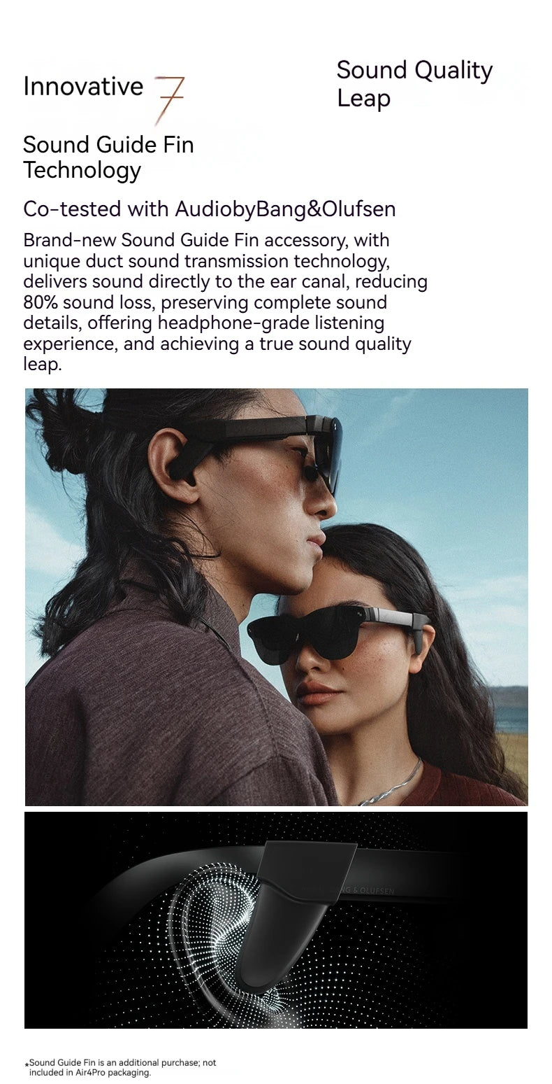 Rayneo Air 4 Pro HDR10 Smart AR Glasses 3G Voice Control IPX-5 Waterproof 4K Video Capture Head-Mounted XR Support DP Agreement