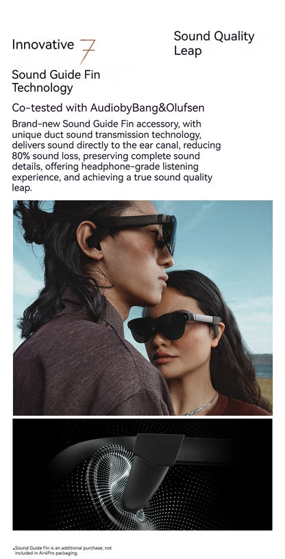 Rayneo Air 4 Pro HDR10 Smart AR Glasses 3G Voice Control IPX-5 Waterproof 4K Video Capture Head-Mounted XR Support DP Agreement