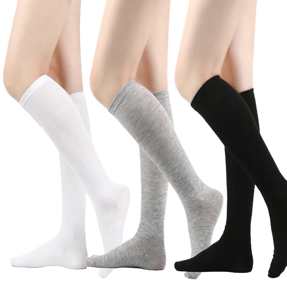 Middle Tube Sock Women Striped Knee High Ladies Japanese Harajuku College Style Cotton Summer Calf Sock Black White Female Gift