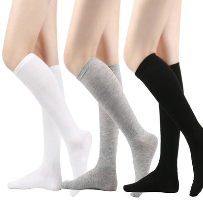 Middle Tube Sock Women Striped Knee High Ladies Japanese Harajuku College Style Cotton Summer Calf Sock Black White Female Gift