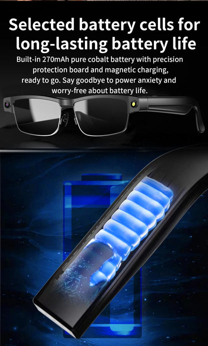 2026 Smart Glasses 800W HD Camera Anti Shake Video Recording Music AI Object Recognition WIFI Transmission BT Call Smart Glasses