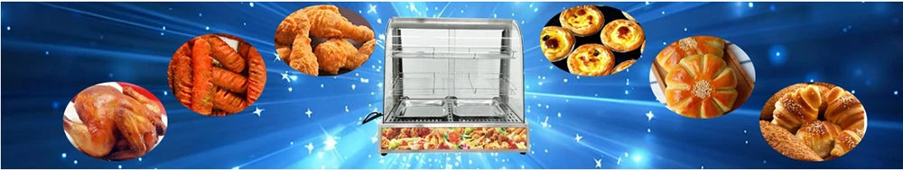 Commercial Food Warmer Display Case 3-Tier 500W Electric Pizza Warmer Display Countertop Food Display Case for Egg Tart Food