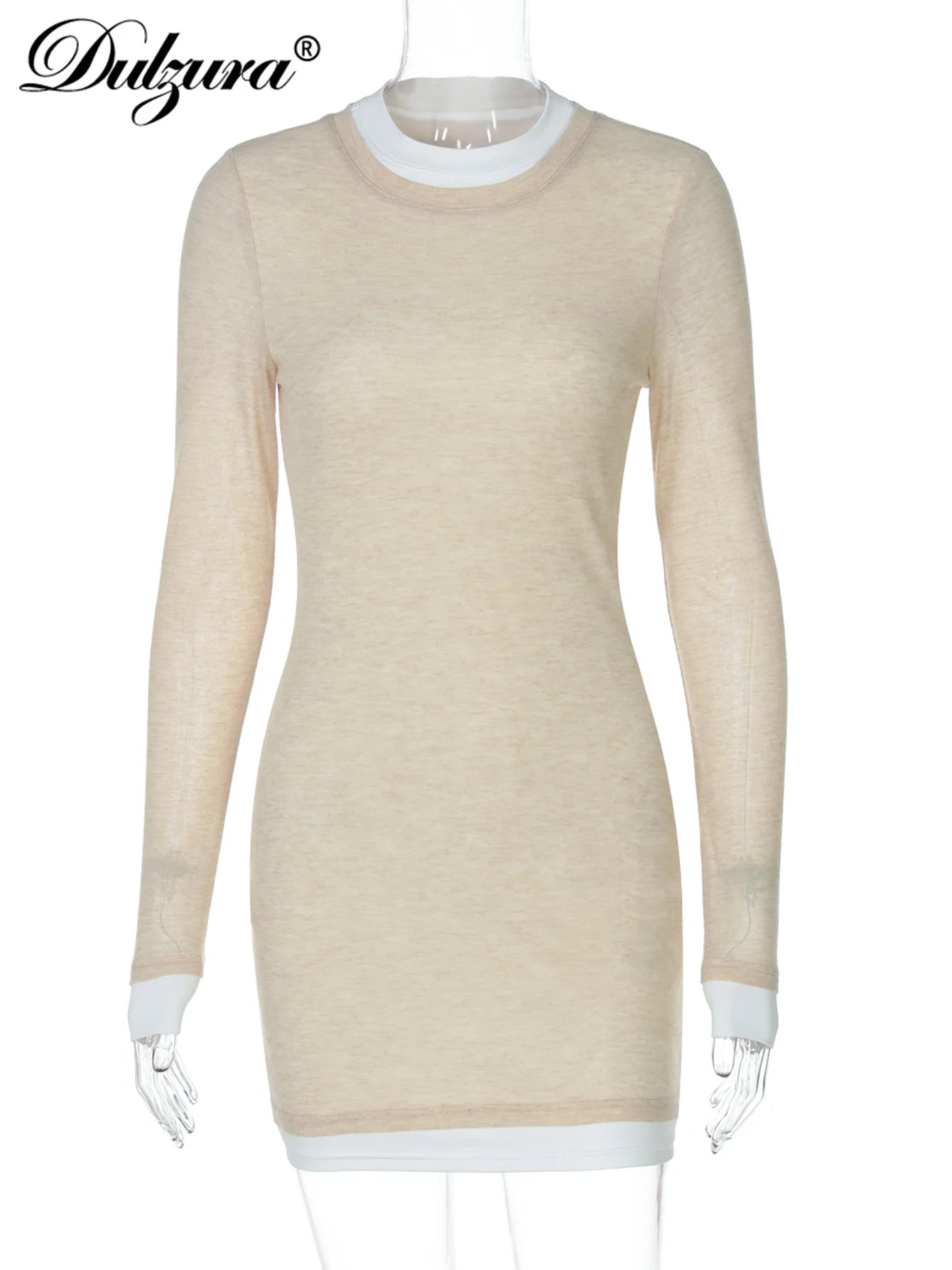 Dulzura 2025 Autumn Latest Fashion Casual O-Neck Long Sleeve Slim Patchwork Mini Dress Birthday Party Club Street Style Clothes