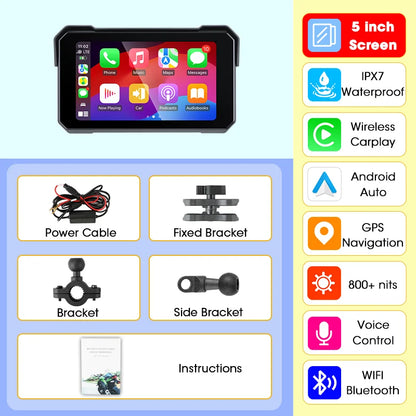 7 inch Motorcycle CarPlay Screen With TPMS GPS for Moto Navigation Display Screen Android Auto Digital Motorcycle Dashboard BT