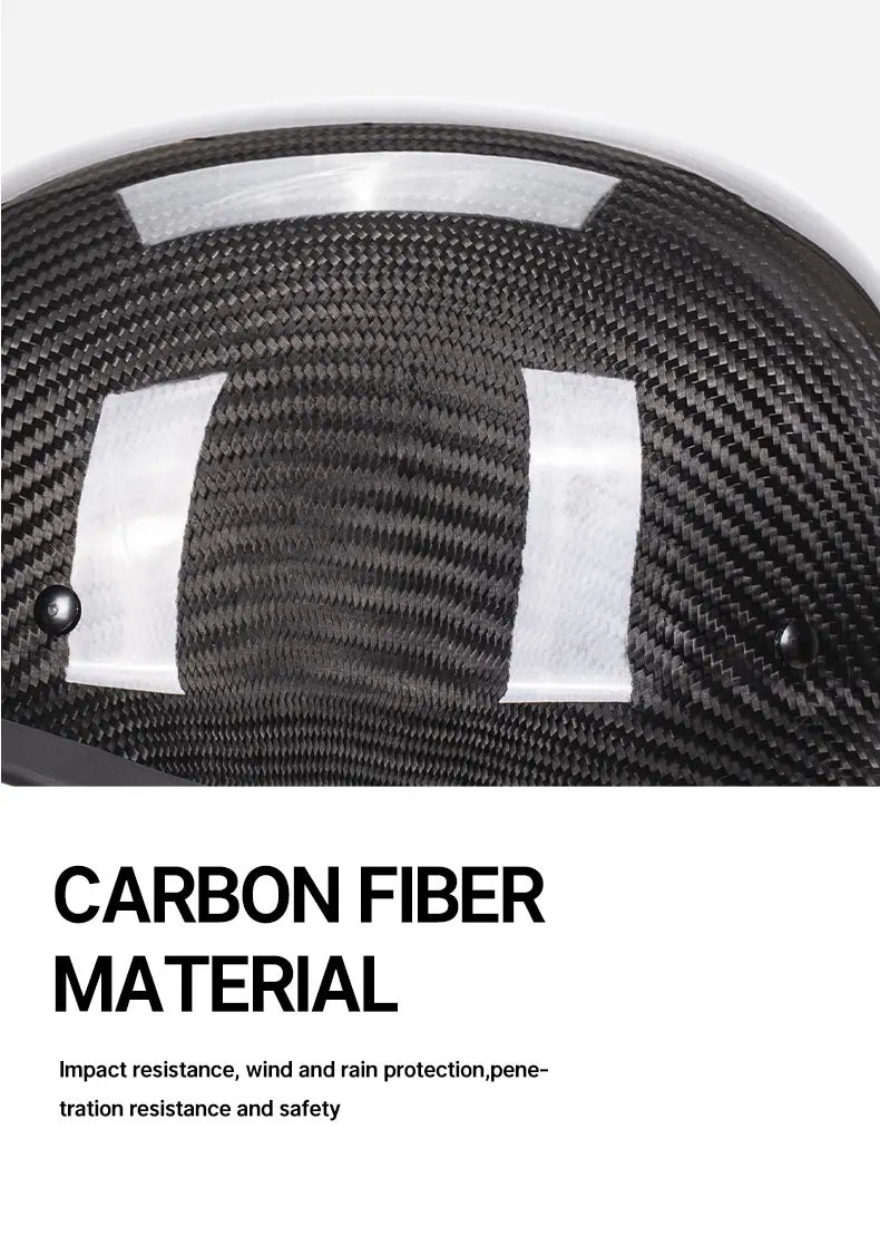 Bright Black Real 3K Carbon Fiber Helmet Retro Men's Motorcycle Helmet German Style Soldier Helmet Retro Cruiser DOT ECE
