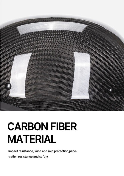 Bright Black Real 3K Carbon Fiber Helmet Retro Men's Motorcycle Helmet German Style Soldier Helmet Retro Cruiser DOT ECE