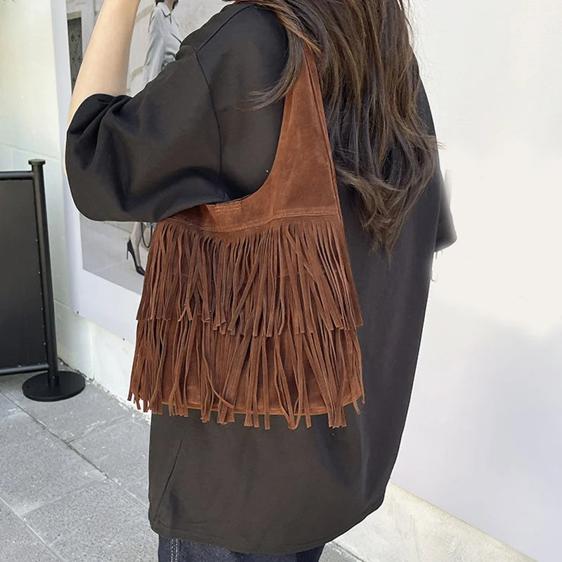 Suede Tassel High Quality Faux Shoulder Bags Fashion Large Capacity Sense of Luxury Popularity Women's Tote Bags Casual New