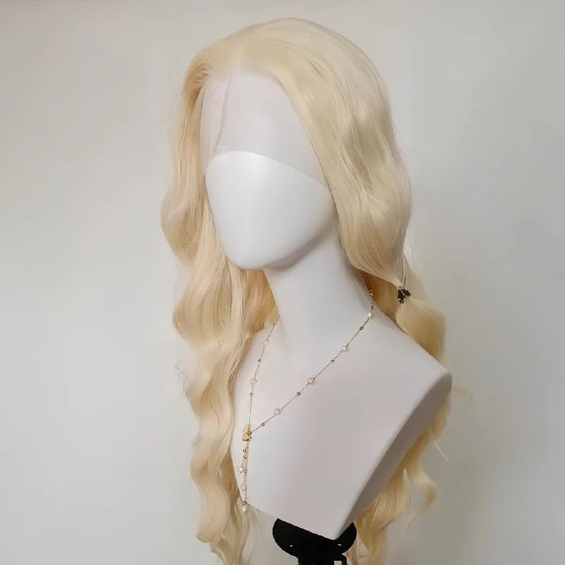 White Lace Front Wig for Women 13x4 Long Wavy Hair Wig for Women High Temperature Fibers Glueless Synthetic Lace Wigs Cosplay