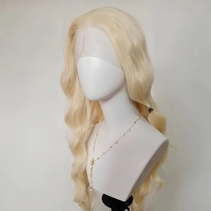 White Lace Front Wig for Women 13x4 Long Wavy Hair Wig for Women High Temperature Fibers Glueless Synthetic Lace Wigs Cosplay