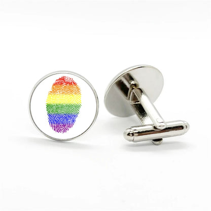 LGBT Rainbow Pride Cufflinks Man High Quality Jewelry Accessories Gay Pride Rainbow Flag Photo Suit Shirt Cuff Links Gift