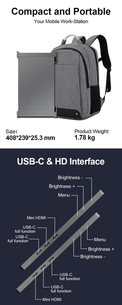 15.6-Inch multi-screen computer split monitor, suitable for laptop screen expander 1920 * 1080P IPS triple portable monitor