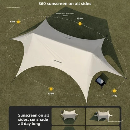 Outdoor camping blackout hexagonal canopy tent instant pop-up sunshade with table and chairs easy to set up for lazy campers