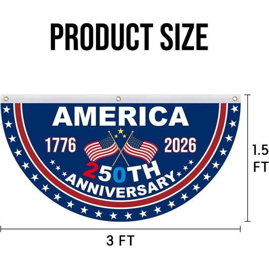 250th Anniversary 2-Piece 1.5x3 ft Patriotic Banners, 1776-2026, 4th of July Decorations, Indoor/Outdoor, American Independence