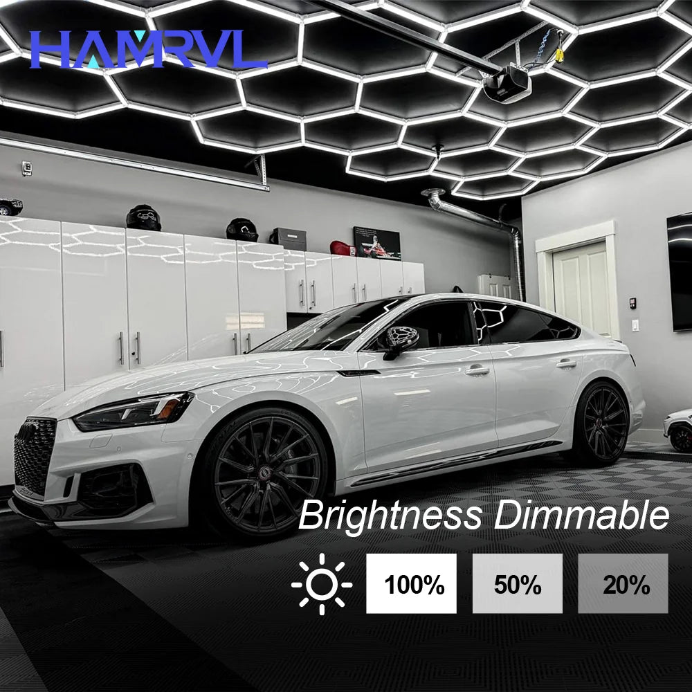Hexagon Dimmable LED Ceiling Light Modern Honeycomb Panel with 3-Level Dimming 100%/50%/20% for Living Room Bedroom Salon Garage