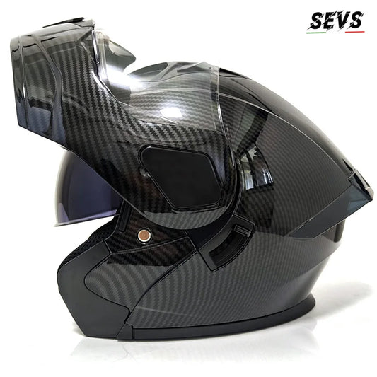Small Modular Electric Motorcycle Helmet Bluetooth Dual Visor Helmet with Large Rear Wing 3C DOT Certified Safety Gear