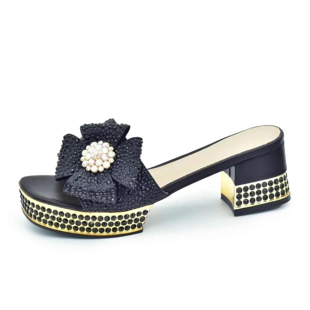 New Design Full Crystal Open Toe Sandals Designer Shoes Women Luxury 2025 Nigerian Women Wedding Shoe Decorated with Rhinestone