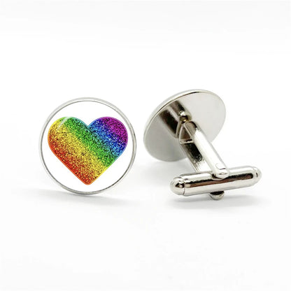 LGBT Rainbow Pride Cufflinks Man High Quality Jewelry Accessories Gay Pride Rainbow Flag Photo Suit Shirt Cuff Links Gift