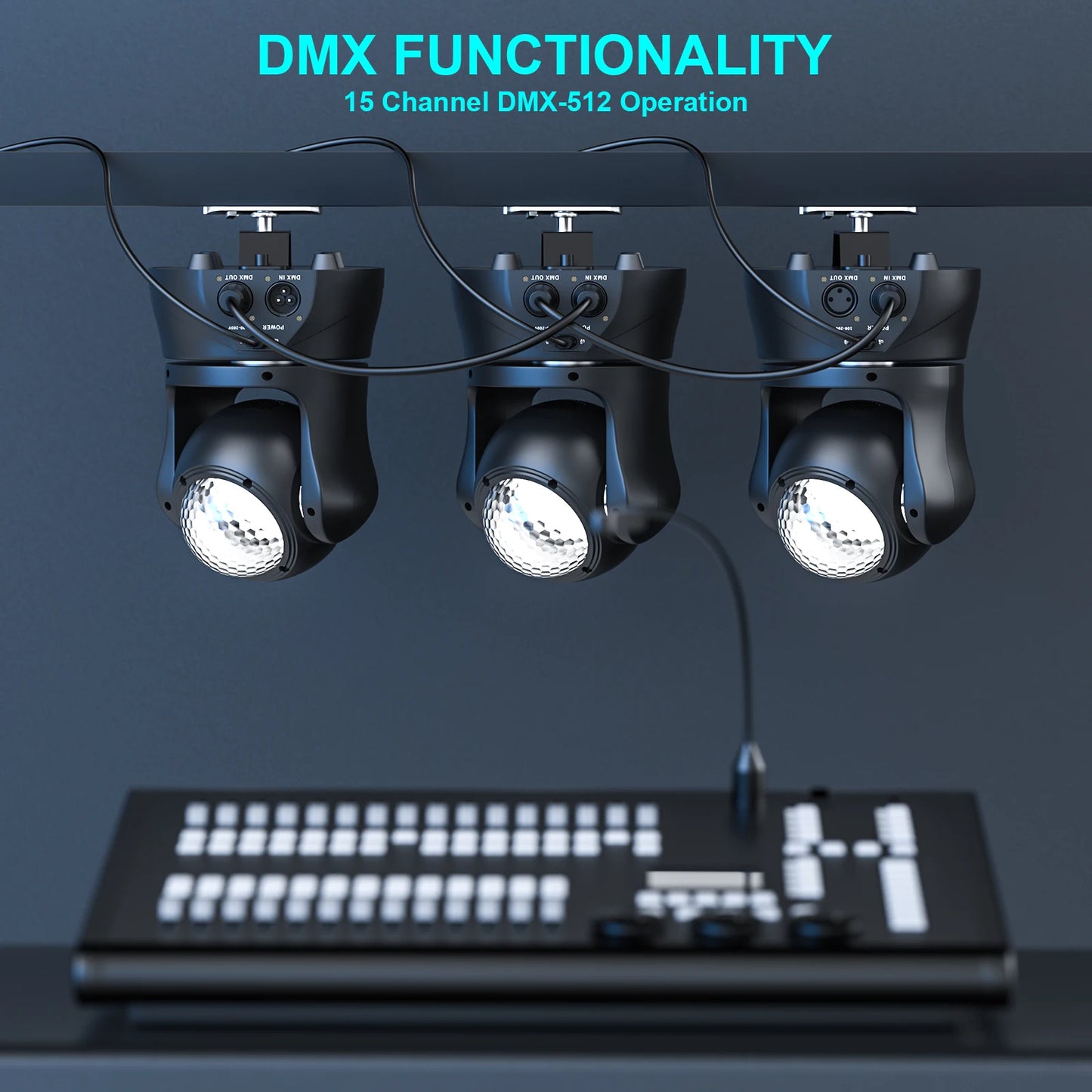 DayFlicker 30W Double-sided RGBW 4 in 1 Lamp Beads Mini Moving Head Light DMX512 Voice Control 15 CH For DJ KTV Party Banquet