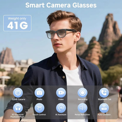 M02S smart glasses 8MP camera real-time translation and navigation Bluetooth call AI glasses, suitable for business work