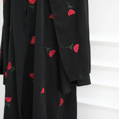 Eid Luxury Floral Embroidery Abaya Kimono Dubai Cardigan Muslim Party Dress Abayas for Women Turkish Islamic Clothes Kaftan Robe