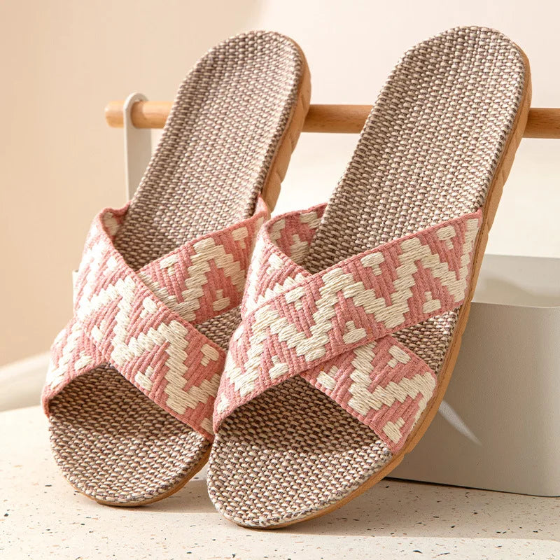 Hemp Casual Women's Slippers Home Flats Spring Summer Luxury Designer Woman Shoes Fashion Indoor Slides Ladies Soft Sole Elegant