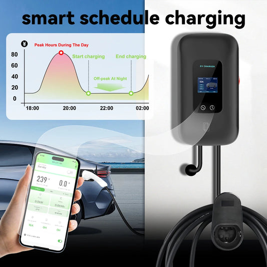 IPENGEN Type2 EV Charger Station 32A 7KW Charging Station 11KW 22KW 3Phase IEC 62196-2 EVSE Wallbox Smart Wireless APP Control