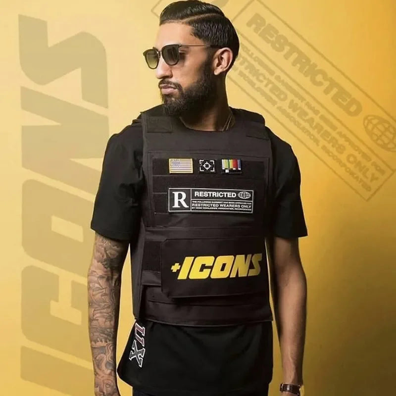 Hot Selling ICONS Oxford Casual Street Vest Sleeveless Men Multifunctional Singlet Adjustable Tactical Vest For Fishing Training