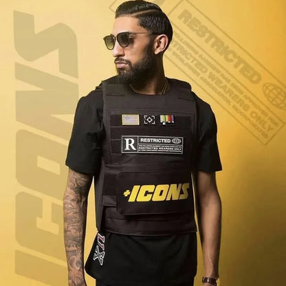 Hot Selling ICONS Oxford Casual Street Vest Sleeveless Men Multifunctional Singlet Adjustable Tactical Vest For Fishing Training