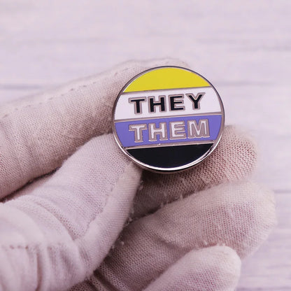 Non Binary Genderqueer Pride Lapel Pin They/Them Pronouns Brooch Queer Gay LGBTQ Emamel Pin Accessory