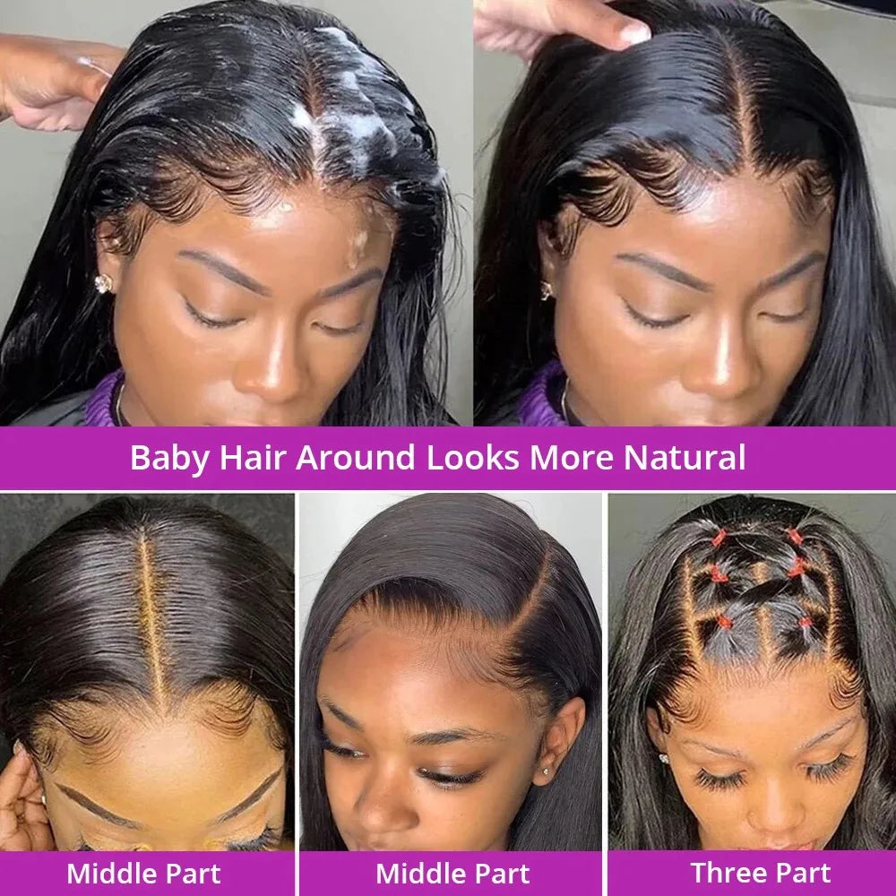 13x4 13x6 HD Lace Frontal 5x5 Closure Wigs | 40 42 Inch Bone Straight Glueless Human Hair Wigs