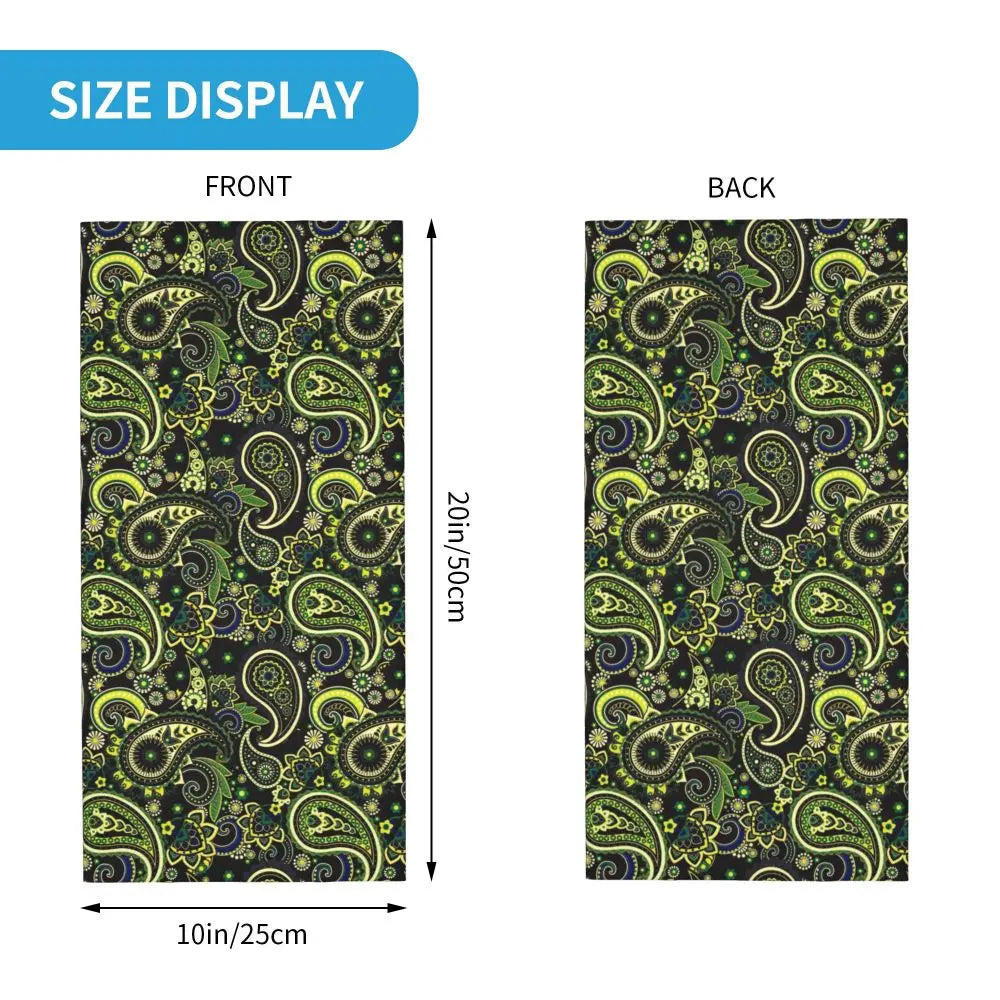 Custom Black Bandana Pattern Bandana Neck Gaiter for Hiking Cycling Women Men Wrap Scarf Paisley Style Headband Warmer