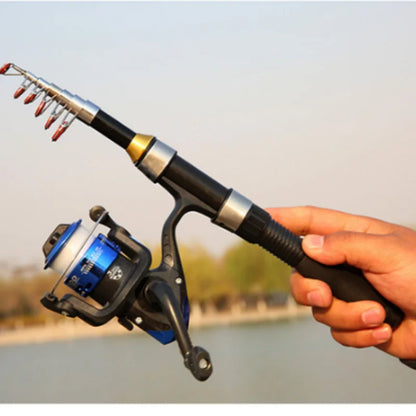 1.0-2.3M Ultra Short Small Sea Fishing Rod with Fishing Wheel Telescopic Ultra Short Cross Sectional Fiberglass Rod Set