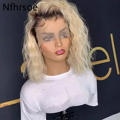 4T 613 Ombre Lace Front Human Hair Wigs Preplucked 13x4 Blonde Wave Lace Front Wig Human Hair Glueless Lace Frontal Wigs
