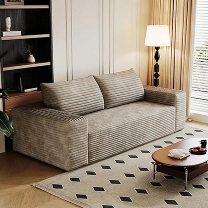 71" 3-Seater Love Seat Sofa,No Assembly Required,Plush Corduroy Loveseat Boneless Couch with High Cushion Backrest and Wider Arm